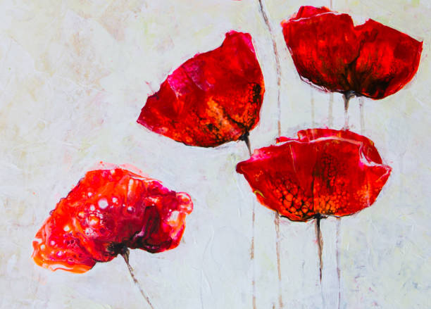istock Red poppies. Acrylic painting 1072203978