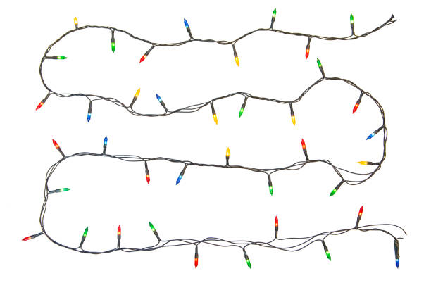 String of christmas lights isolated on white background With clipping path