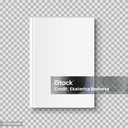 istock Vertical closed book mock up isolated on transparent background. White blank cover. 1072220486
