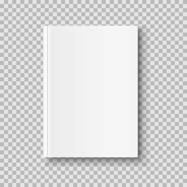 Vertical closed book mock up isolated on transparent background. White blank cover. 3D realistic book, notepad, diary etc vector illustration barren stock illustrations