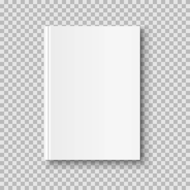 Vertical closed book mock up isolated on transparent background. White blank cover. 3D realistic book, notepad, diary etc vector illustration templates stock illustrations