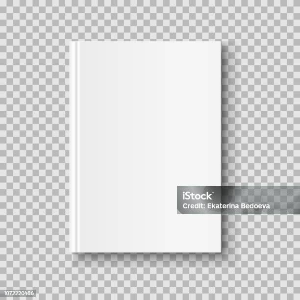 Vertical Closed Book Mock Up Isolated On Transparent Background White Blank Cover Stock Illustration - Download Image Now