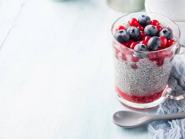 istock Almond milk chia pudding with fresh berries 1072222690
