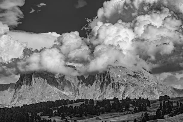 istock Black and White - Dolomites in the Clouds 1072231276