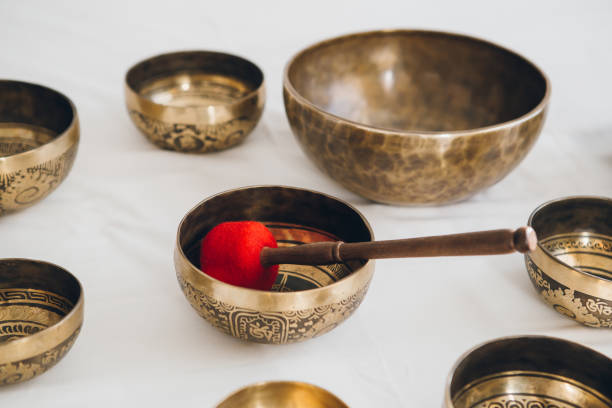 istock Tibetan singing bowls on white background in Spa 1072232790
