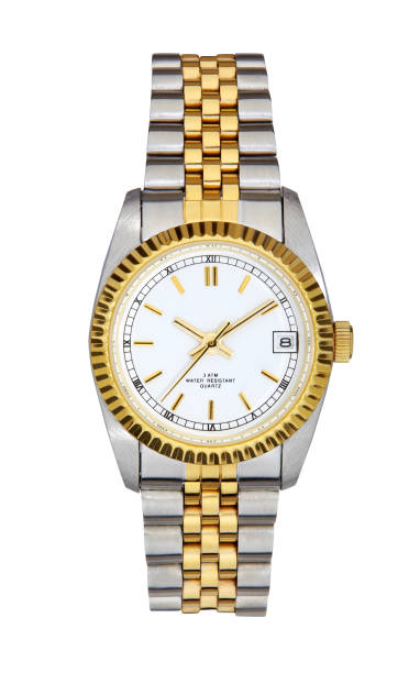 istock Steel Gold wrist watch isolated on white 1072244612