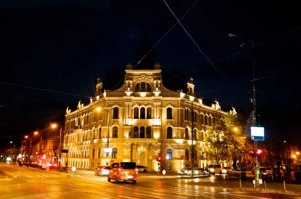 Photo of Traditional Romania/Viennese Secession architecture in Timisoara - Romania at night