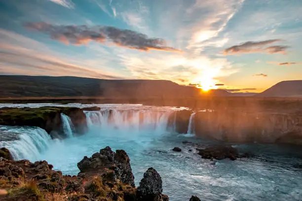 Majestic Godafoss Waterfall