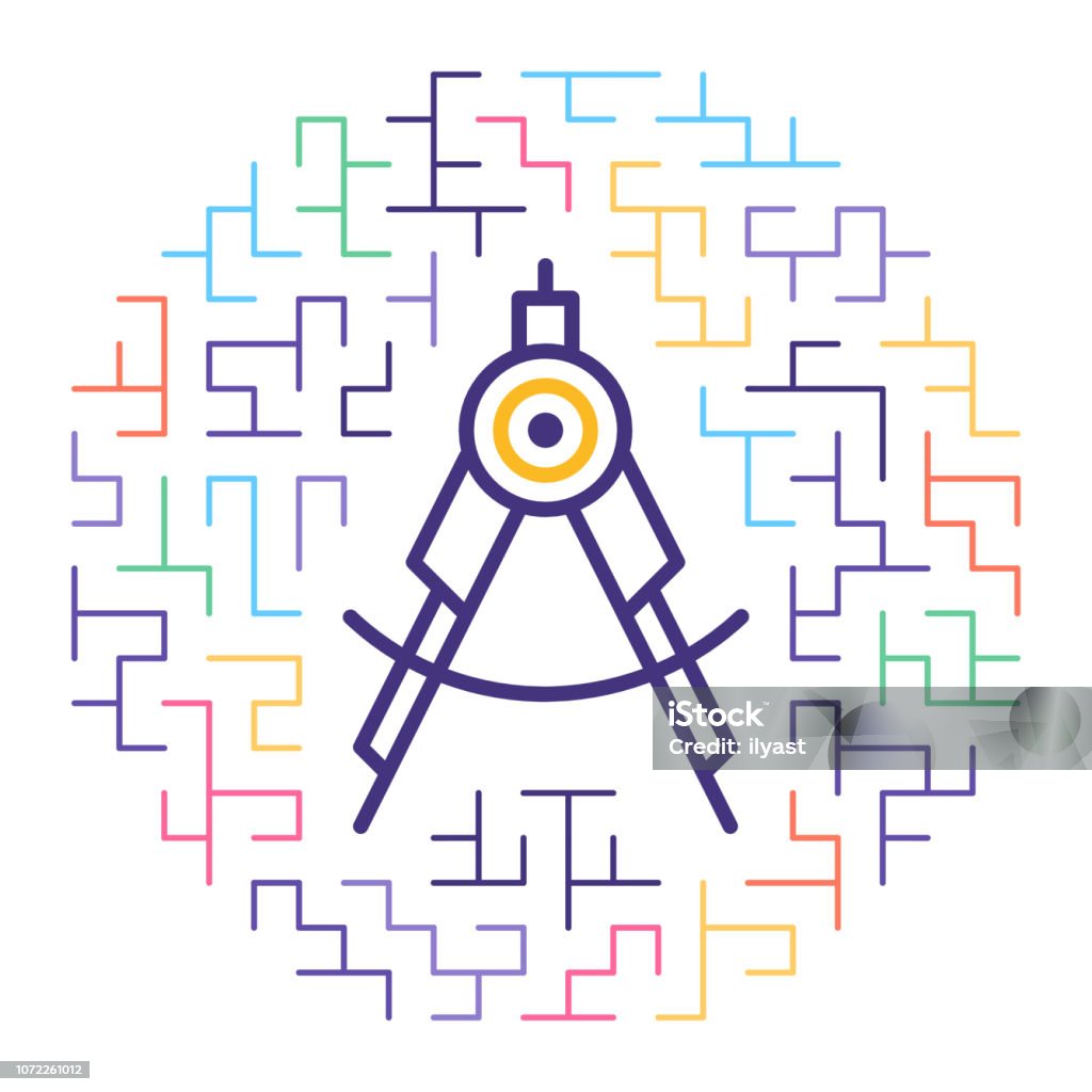 Engineering Jobs Line Icon Illustration Line vector icon illustration of engineering jobs with maze background. Computer-Aided Design stock vector