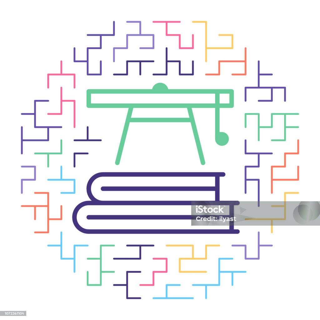 Student Portal Line Icon Illustration Line vector icon illustration of student portal with maze background. Campus stock vector