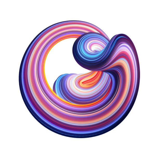 istock 3d render, abstract background, modern curved shape, deformation, loop, colorful lines, neon light, red blue candy colors, distorted object isolated on white 1072261516
