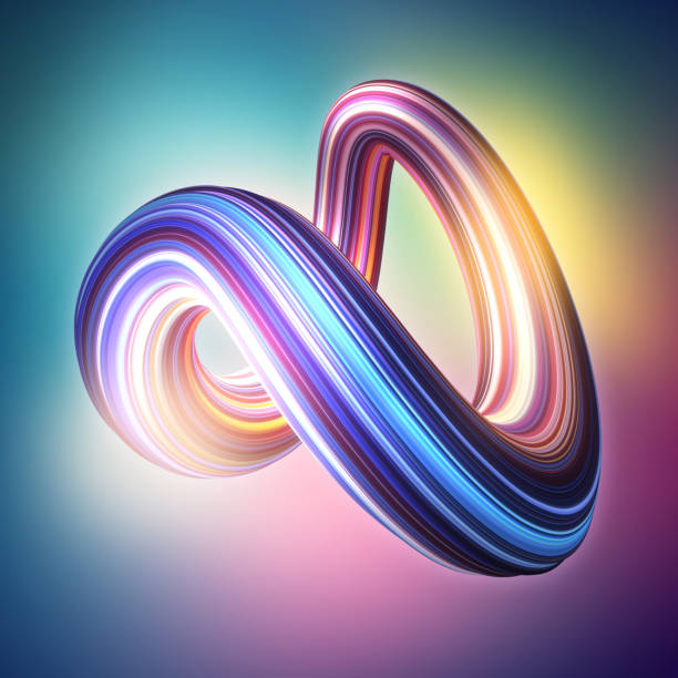 istock 3d render, abstract background, modern curved shape, deformation, loop, colorful lines, glowing neon light, ultraviolet spectrum, candy colors, glitch effect, isolated distorted object 1072261528