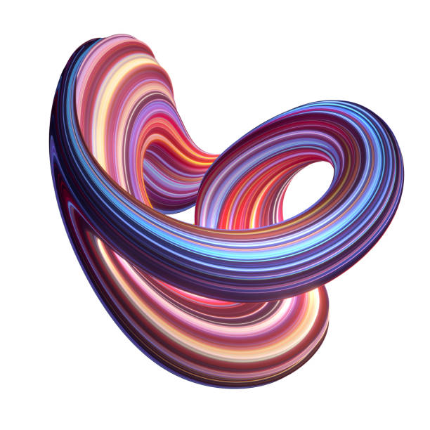 istock 3d render, abstract background, modern curved shape, loop, deformation, colorful lines, neon light, red blue candy colors, distorted object isolated on white 1072261566