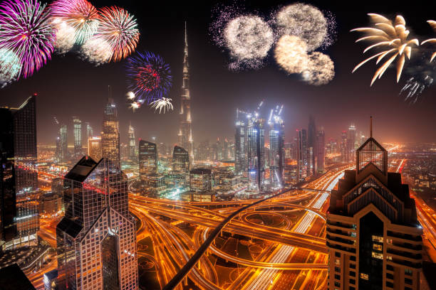 istock Amazing New Year fireworks display in Dubai, UAE 1072267674