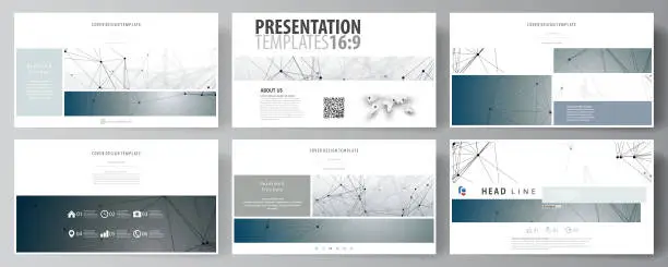 Vector illustration of Business templates in HD format for presentation slides. Abstract vector layouts in flat design. DNA and neurons molecule structure. Medicine, science, technology concept. Scalable graphic.