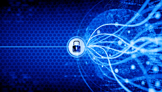 Concepto abstracto de la seguridad de Cyber de la red de Internet photo