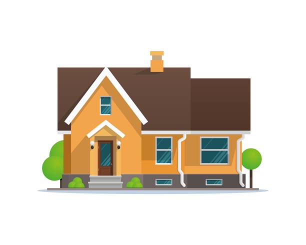 vector illustration karikatur wohn-stadthaus - haus stock-grafiken, -clipart, -cartoons und -symbole