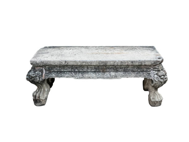 Old stone bench,isolated on white background with clipping path.