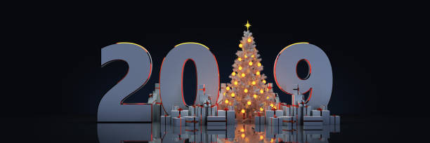 istock Christmas Tree with Gifts,Christmas concept 2019. 3d rendering 1072298118