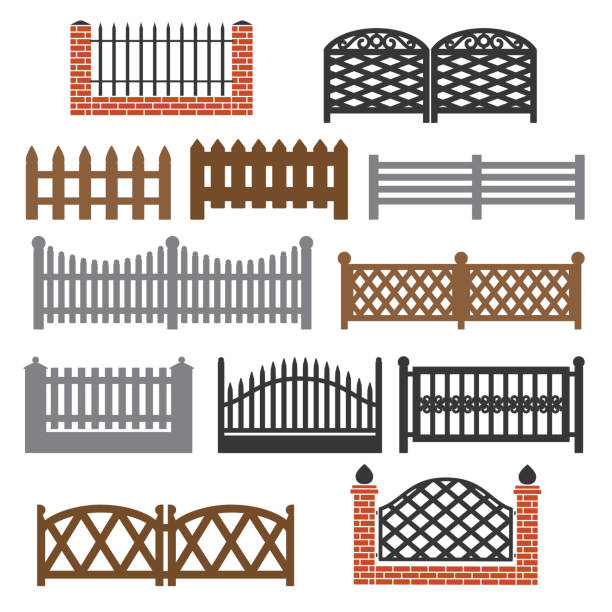 печать - non urban scene silhouette fence gate点のイラスト素材／クリップアート素材／マンガ素材／アイコン素材