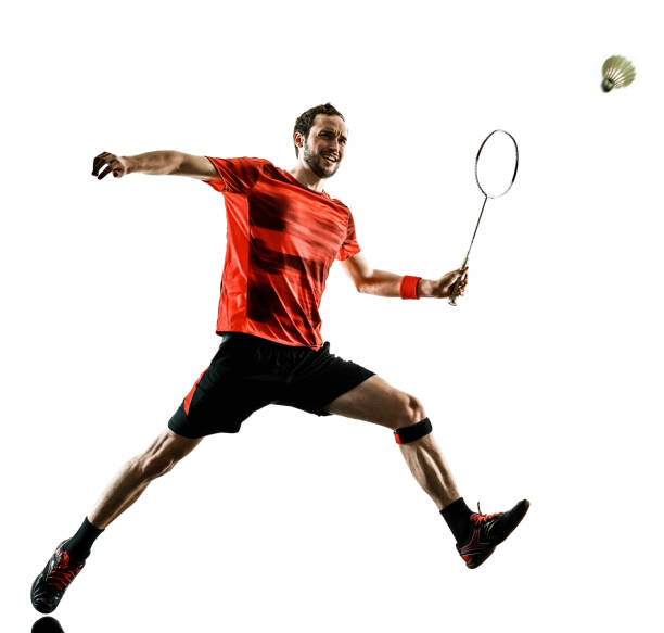 istock Badminton player man shadow silhouette isolated white backgroun 1072306540