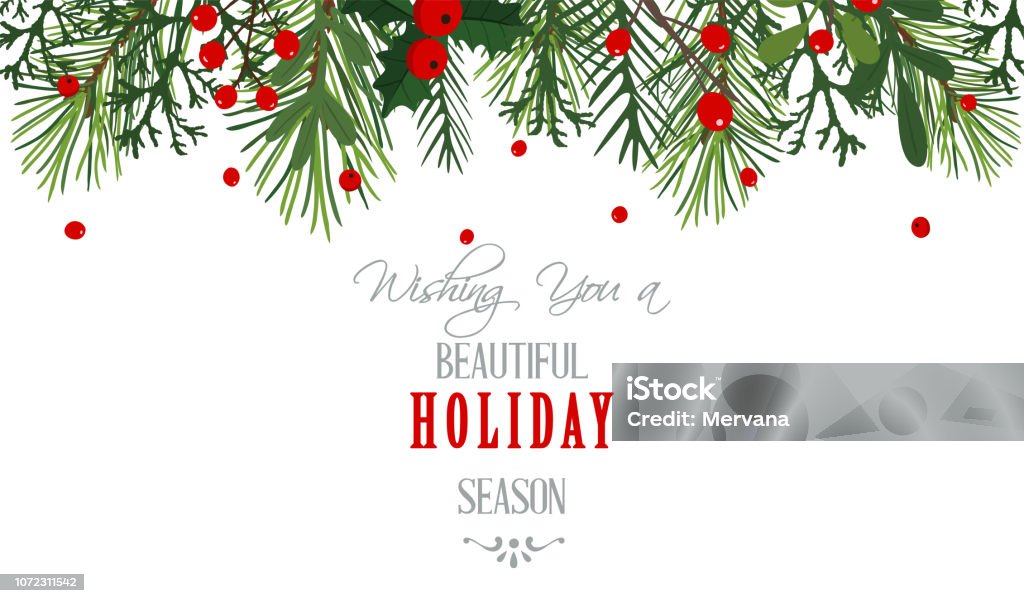 Christmas Background - Illustration Christmas, Christmas tree, Holiday - Event, Banner - Sign, Holly, Message Christmas stock vector