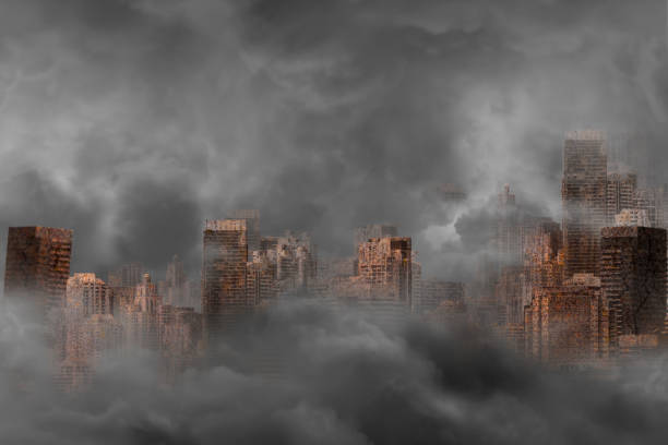 istock Abandoned city and rusted building 1072314082