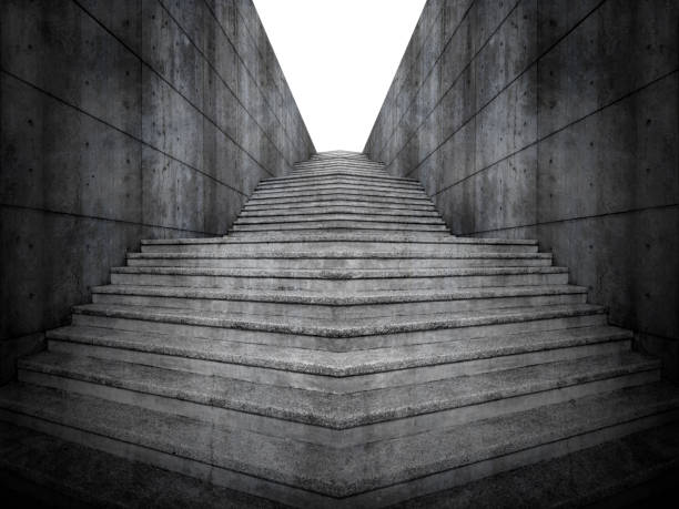 Stairs from dark underground upward to bright on white