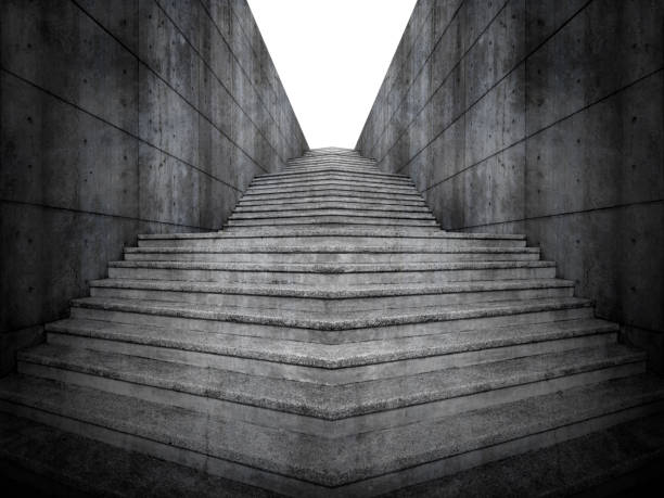 Cтоковое фото Лестница от темного подземного вверх до яркого на белом