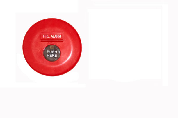 istock Red fire alarm isolated on white background 1072324736