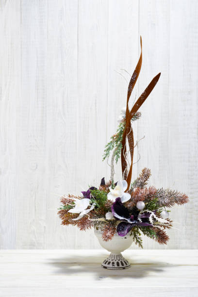 istock Christmas decorations on white wooden background. 1072324966