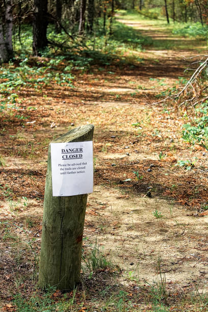 istock A trails closed sign with a path in the background 1072325304
