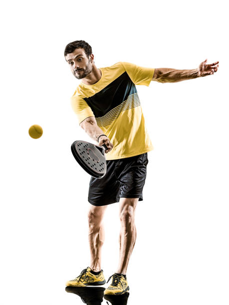 istock Paddle tennis player man isolated white background 1072325434