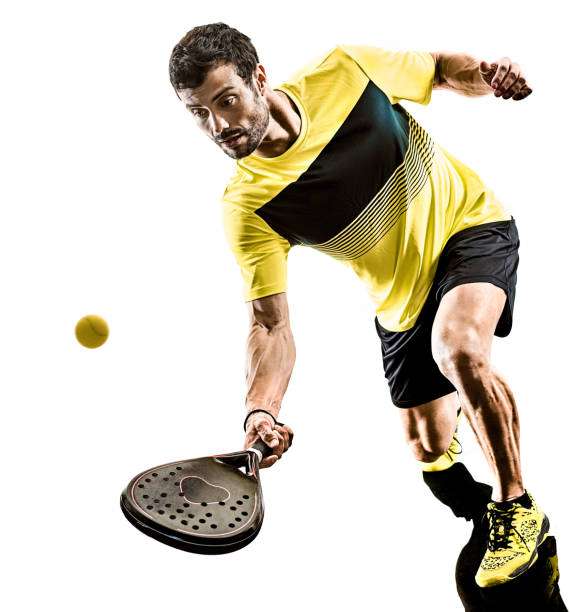 istock Paddle tennis player man isolated white background 1072325502