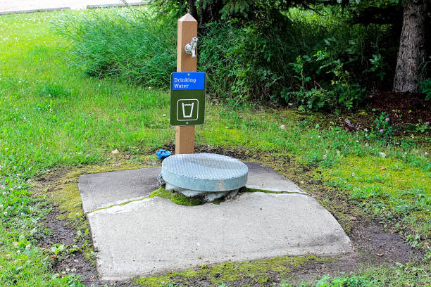 istock A drinking water sign next to a well cover 1072325504