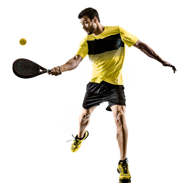 istock Paddle tennis player man isolated white background 1072326562