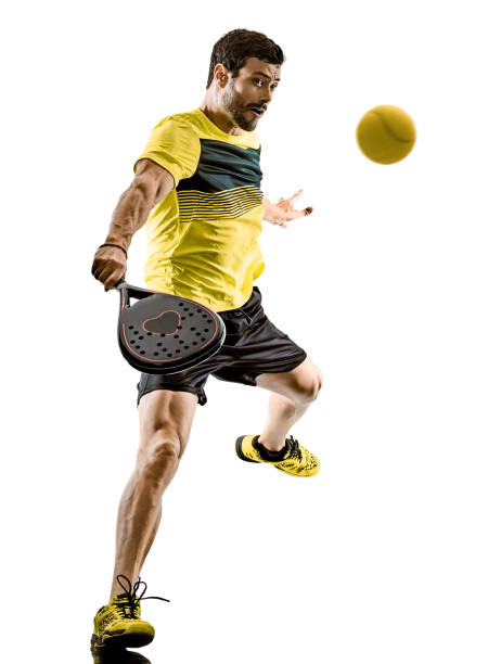istock Paddle tennis player man isolated white background 1072326590