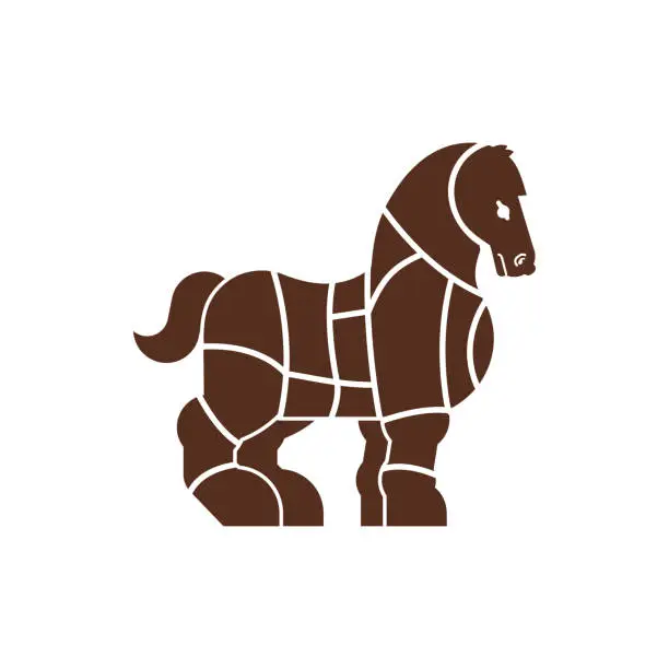 Vector illustration of Cut of meat Horse. Racehorse silhouette scheme lines of different parts meat. How to cut flesh equine. Poster Butchers diagram for meat stores. Barbecue and steaks, delicacy dishes.