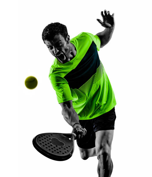 istock Paddle tennis player man isolated white background 1072327800