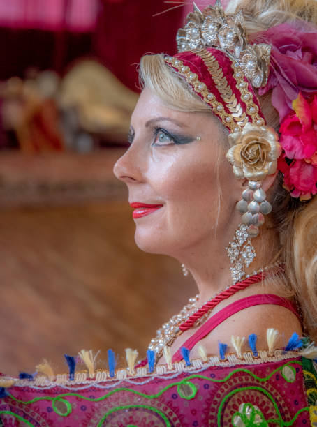 istock Close up of Mature Macedonian belly dancer rehearsing her routine. 1072329848