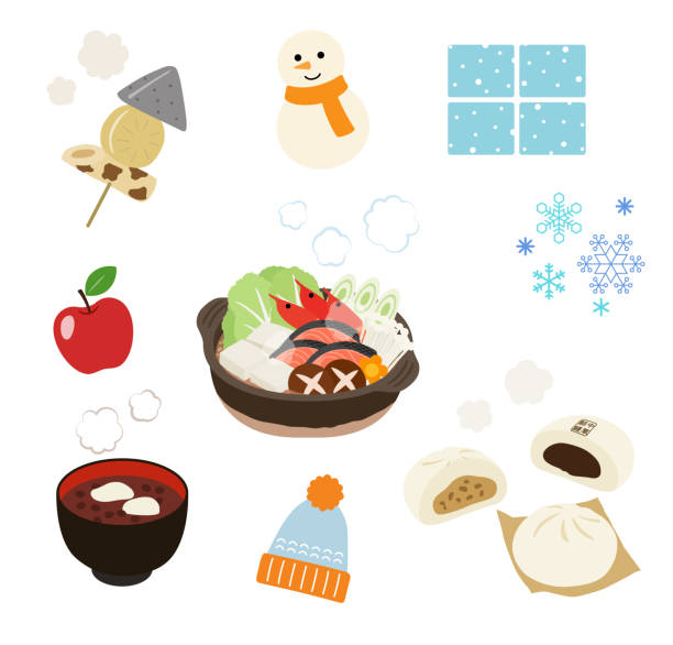 Warm Food Set In Winter Stock Illustration - Download Image Now - Winter,  Hot Pot - Dish, Illustration - iStock
