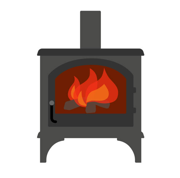 Wood stove illustration Wood stove illustration wood burning stove stock illustrations