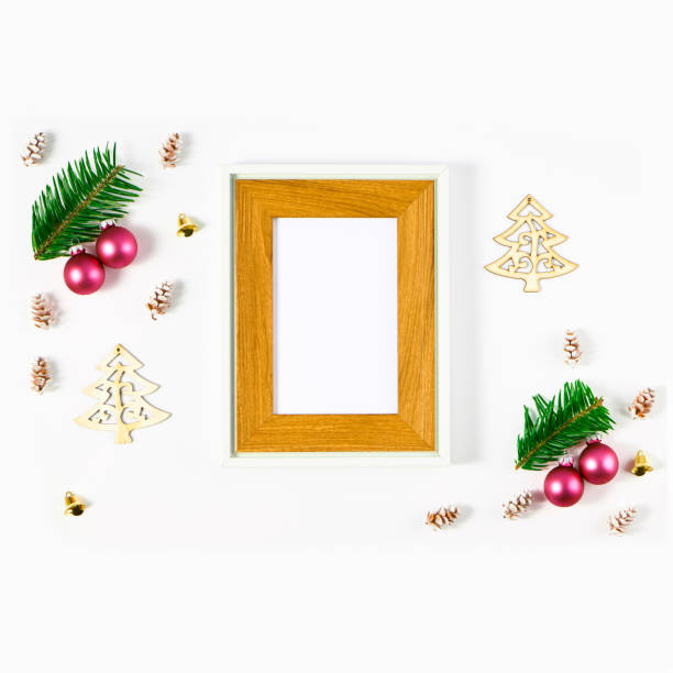 istock Festive composition of Christmas decorations on white background. 1072332054