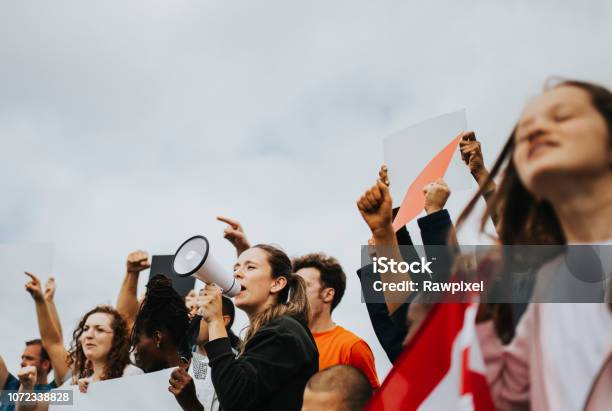 Group Of American Activists Is Protesting Stock Photo - Download Image Now - Protest, Politics, Women