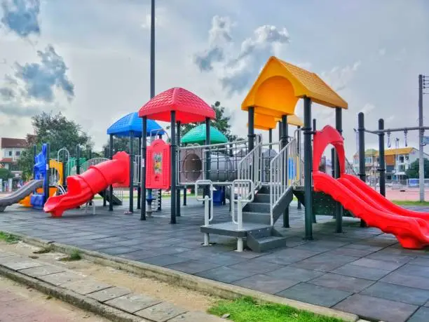 Playground colorful for children in yard pubic park