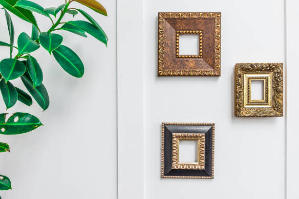 istock Group of gold frame on white  background. 1072351564