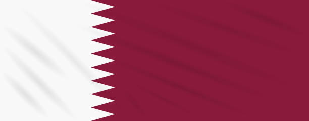stockillustraties, clipart, cartoons en iconen met vlag van qatar zwaaiend in de wind, realistische vector. - qatar football