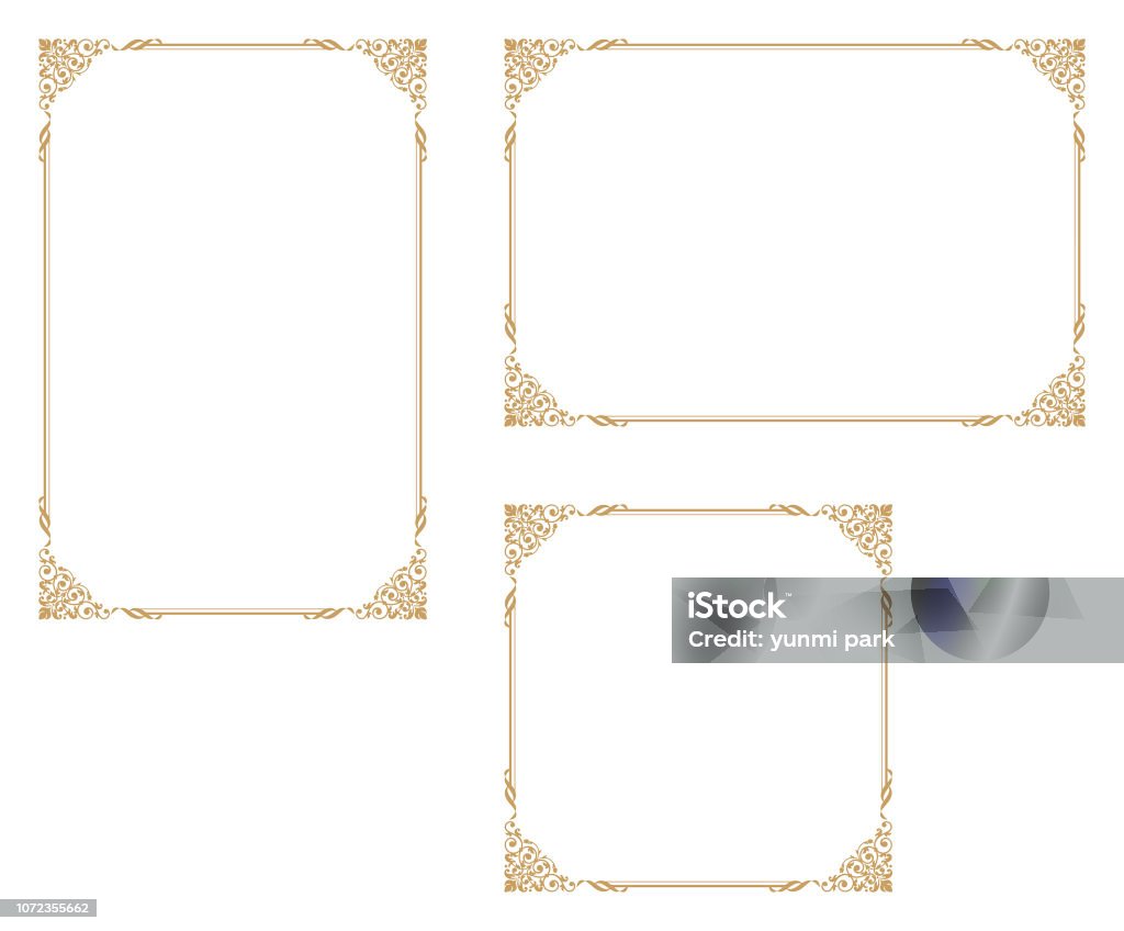 Good frame for A4 size paper.Decorative frame. A frame that gave a change in size to the same design.Certificate frame. Border - Frame stock vector