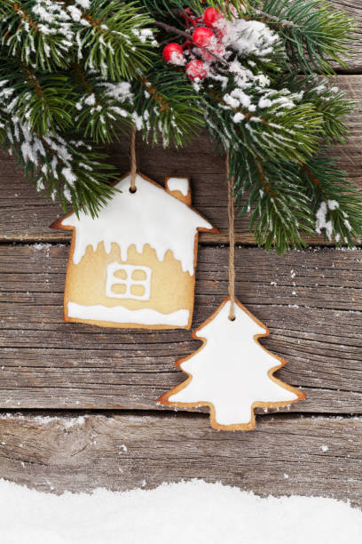 istock Christmas greeting card with gingerbread cookies 1072369520