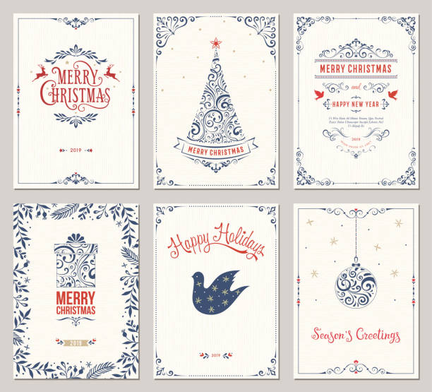 ozdobne boże narodzenie cards_02 - christmas card christmas greeting card christmas ornament stock illustrations